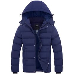Wantdo Men's Hooded Winter Coat Warm Puffer Jacket Thicken Cotton Coat with Removable Hood
