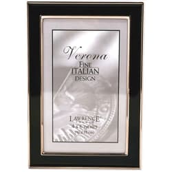 Lawrence Frames 586046 Silver Plated 4x6 Metal with Black Enamel Picture Frame