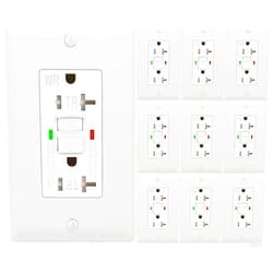 POWAWINI 10 Pack - POWAWINI GFCI Outlet 20 Amp, UL Listed, Self-Test with LED Indicator, Tamper-Resistant, Weather Resistant Receptacle Indoor or Outdoor Use with Decor Wall Plates and Screws (White)