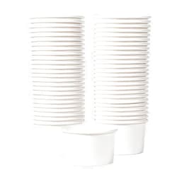 MATICAN Paper Ice Cream Cups - 50-Count 5.5-Oz Disposable Dessert Bowls for Hot or Cold Food, 5.5-Ounce Party Supplies Treat Cups for Sundae, Frozen Yogurt, Soup, White