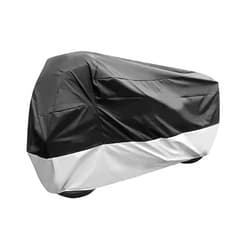 BAIONE Waterproof Motorcycle Dust Cover with Lock Holes for Indian Chief, Chieftain Roadmaster,Dark Horse, Springfield, 116 Inches XXXX Large(Black and Silver)