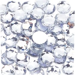 FINGERINSPIRE 60Pcs 20mm Self-Adhesive Acrylic Clear Rhinestones with Container Flat Back Round Crystal Circle Gems Sparkling Plastic Stickers for Costume Making Cosplay Jewels Crafts