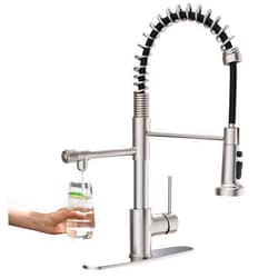 GIMILI Filter Kitchen Faucet for Water Filtration System Drinking Water Faucet 3 in1 Commercial Style Pull-Down Single Handle, Brushed Nickel,Without Water Filtration Device