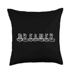 Day Dreamer In The Clouds Dreamer Cute Fluffy Clouds Rainbow Daydreamer Imagination Throw Pillow, 18x18, Multicolor