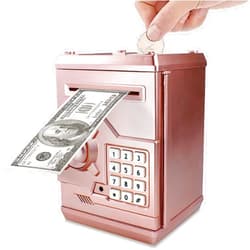 Totola Piggy Bank Electronic Mini ATM for Kids Baby Toy, Safe Coin Banks Money Saving Box Password Code Lock for Children,Boys Girls Best Gift (Rose Gold)