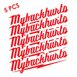 OCQOTAT My Back Hurts Stickers - Red Stickers Decals 3x1.4 Inches 5 Pcs For Hard Hat, Hat Box, Tool Box, Water Bottles, Welding Helmet, Laptop Box, Mechanic Stickers, Warning Stickers