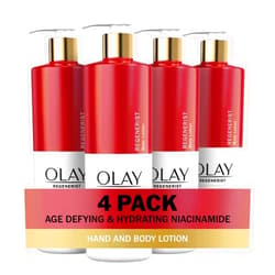 Olay Body Lotion for Women, Age Defying & Hydrating Dry Skin with Niacinamide 17 fl oz (Pack of 4)