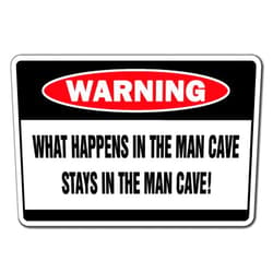 NoveltySignsOnline NpveltySignsOnline WHAT HAPPENS IN THE MAN CAVE Warning Sign room mans dad guys darts cigars, 8 x 12 Inch