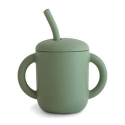 mushie 100% Silicone Training Cup & Straw for Toddlers | 6 Months+ (Dried Thyme)
