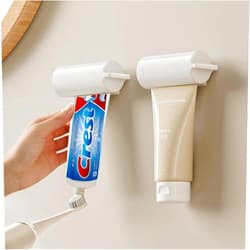 UDQYQ Toothpaste Squeezer Wall Mount,2PCS Rolling Toothpaste Tube Squeezer Storage Organisation Rack,Self-Adhesive Toothpaste Roller Hanger for Bathroom Decor.