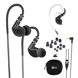 MEE audio M6 Sport Wired Earbuds, Noise Isolating In Ear Headphones, Sweatproof Earphones for Running/Gym/Workouts with Dynamic Enhanced Bass Sound, Memory Wire Earhooks, 3.5mm Jack Plug (Black)