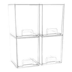 Sorbus Acrylic Storage Containers - 4 Pack, Stackable Storage Bins Set for Bathroom Organization - Clear Acrylic Drawer Organizers - Makeup Case Pull-Out Drawers (7.6’’ Tall)