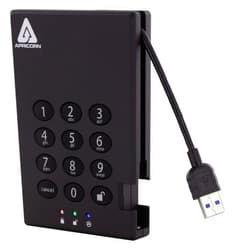 Apricorn 2TB Aegis Padlock USB 3.0 256-Bit AES XTS Hardware Encrypted Portable External Hard Drive (A25-3PL256-2000)