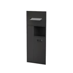 HJLKDYM Stainless Steel Shower Niche，Recessed Toilet Paper Holder Trash Can Niche with Storage Cabinet Toilet Brush Holder for Hotels Public Places(Black,30x65cm)