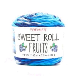Premier Yarns Sweet Roll Fruits Yarn, Premium Yarn for Crocheting and Knitting, Made of Acrylic, Blueberry, 3.5 oz, 174 yards