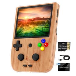 Dosnura RG405V Handheld Game Console 4’’ IPS Touch Screen Android 12 Unisoc Tiger T618 64-bit Game Player Built-in 5500mAh Battery 128G TF Card with 3154 Games(RG405V Wood)
