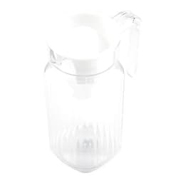 Walfront Acrylic Pitcher Transparent Plastic Juices Bottle Cold Water Bottle Small Beverage Dispenser Ribbed Striped Pitcher with Lid for Home (500ML)