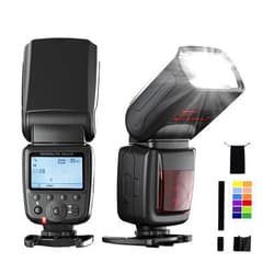 PHOTOOLEX LCD Camera Flash Speedlite for Canon Nikon Sony Panasonic Olympus Fujifilm Pentax Sigma Minolta Leica and Other SLR Digital Cameras and Digital Cameras with Single Contact Hot Shoe