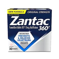 Zantac 360 Original Strength Tablets, Heartburn Prevention and Relief, 10 mg, 30 Count