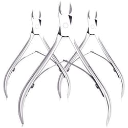 Mudder 3 Packs Cuticle Nippers Cutter Tool Stainless Steel Nail Cuticle Trimmer Remover with Pointed Blade Scissors Pedicure Manicure Tool for Fingernails Nails Care and Toenails(Silver)