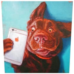 Empire Art Direct Dog Selfie Wall, Graphic Art Print on Wrapped Canvas Contemporary,Ready to Hang,Living Room,Bedroom ＆ Office, 18 x 2 x 18, Brown,Green