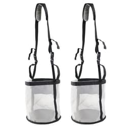 Kaulhp 2PCS Horse Feed Bag，Heavy Duty Nylon Mesh Grain Feed Bag with Adjustable Strap,Horse Muzzle Feed Bag with Comfort Neck Pad and Nose Pad… (Light Grey)