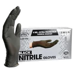 ForPro Professional Collection Disposable Nitrile Gloves, Chemical Resistant, Powder-Free, Latex-Free, Non-Sterile, Food Safe, 4 Mil, Black, Medium, 100-Count