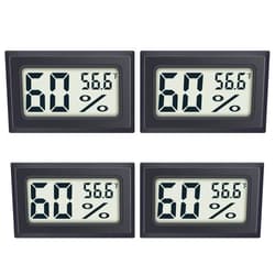 AikTryee 4 Pack Mini Digital Thermometer Hygrometer Indoor Humidity Temperature Meters Gauge AikTryee Hygrometer wiht LCD Display Fahrenheit for Humidors Greenhouse Garden Cellar Closet Guitar Case