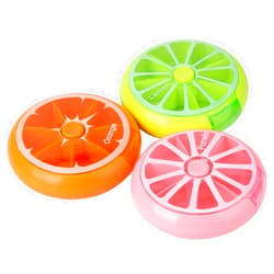 KINMINGZHU Creative Portable Mini 7 Day Weekly Circular Shape Rotary Cute Fruit Style Pill Storage Case Box (Mixed Color)