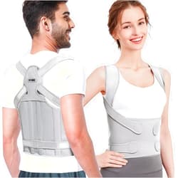 Fit Geno Back Brace Posture Corrector for Men & Women: Shoulder Straightener Adjustable Full Back Support Pain Relief - Scoliosis Hunchback Spine Corrector (Medium)
