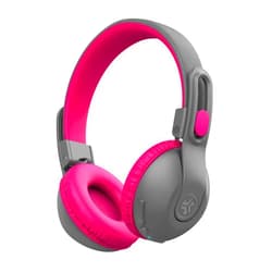 JLab JBuddies Studio 2 Wireless +Wired On-Ear Kids Headphones, Grey/Pink, 65+ Hour Battery Life, Volume Safe, Volume Limiter, Folding, Adjustable, Noise Isolation, with Mic