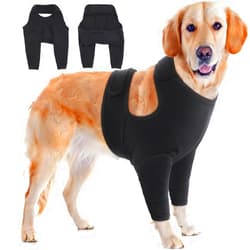 IDOMIK Dog Recovery Suit for Front Legs, Adjustable Dog Leg Sleeves to Stop Licking, Dogs Elbow Braces Protector for Leg Injuries Shoulder Wound, Cone Collar Alternatives,Black,3XL