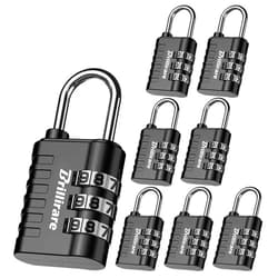 BRILLIRARE 8 Pack Combination Lock, 3-Digit Waterproof Keyless Padlock, Zinc Alloy Outdoor Resettable Travel Luggage Locks for Backpack, Gym Locker, Hasp, Fence, Gate, Case, Toolbox-Black