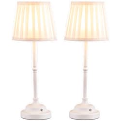 KDG Cordless LED Table Lamp Set of 2, Portables Fabric Shade Desk Lamps, 5000mAh Rechargeable Battery Powered Lighting, Dimmable Light for Dining Room, Bedroom, Bedside, Night Light, Balcony (Beige)