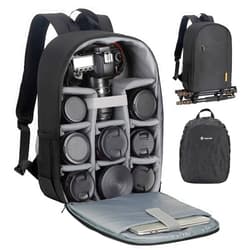 TARION Camera Bag DSLR Camera Backpack with Waterproof Raincover Laptop Compartment Photography Backpack Case Photo Bag for Women Men Photographers DSLR SLR Mirrorless Camera Lens Tripod Black TB-M