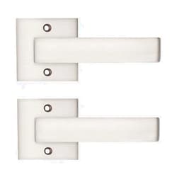 Probrico [Pack of 2 Door Lever Dummy Lever Door Handle for Closets French Doors,Square Dummy Door Lever,Non-Turning Single Side Pull with Satin Nickel Finish,Easy Installation Pull Only Lever Set