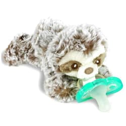 RaZbaby Sloth RaZbuddy Stuffed Animal Pacifier Holder for Newborns & Up, Made in The USA, Detachable Orthodontic JollyPop Pacifier, Medical-Grade 100% BPA-Free Silicone, -0 Months+