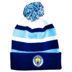 Fan Ink Official Manchester City Cuffed Beanie with Pom, One Size Pull On Blue