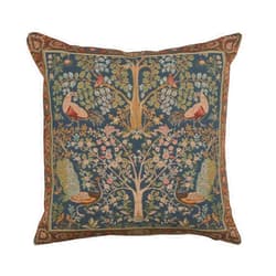 C Charlotte Home Furnishings Inc Charlotte Home Furnishings Decorative Pillow Covers for Couch 19x19 in, Tapestry Throw Pillow Cover for Living Room Bed Decor, Blue Tree French Country Sofa Cushion Cases, Soft Cotton Jacquard Woven