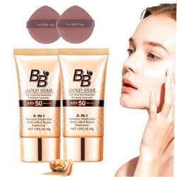 BoLonZi Snail Repair Intensive BB Cream Multi Function Formula BB Cream Tinted Moisturizer with Snail Extract BB Cream Foundation with SPF50+ Anti-Wrinkle & Makeup Coverage & Sun Protection (Natural, 1.5oz)