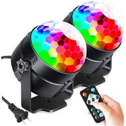 Luditek 2-Pack Sound Activated Party Lights with Remote Control, Disco Ball Light, DJ Strobe Lamp for Home Room Dance Party Supplies White Elephant Gifts Birthday Christmas Halloween Party Decorations