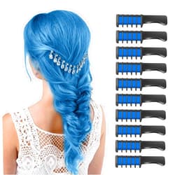 MSDADA Blue Hair Chalk for Girls - 10 Pcs New Hair Chalk Comb Temporary Bright Washable Hair Color Dye for Girls Kids - Christmas Birthday Easter Halloween Gifts for Girls Kids