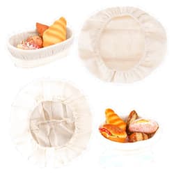 Mozeat Lens 2 Pcs Bread Proofing Basket Cloth Liner Baking Dough Basket Cover Natural Rattan Banneton Proofing Cloth for Bakery Home Baking, about 10 inches, Round + Oval