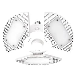 LUXRITE LED Garage Lights - 80W, 8000 Lumens, 3 Panel Bright White, Adjustable, Damp Rated, ETL Listed
