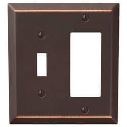 AMERELLE 163TRDB Century Single Toggle/Single Rocker Steel Wallplate in Aged Bronze