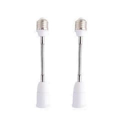 YKCGG E26/E27 Light Socket Extender Adapter,20cm/8 inch Light Bulb Extension,E26 to E26 Socket Extender,Bendable Flexible Gooseneck Adjustable Extension Socket Extender Adaptor (2 Pack)