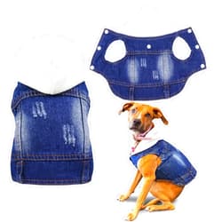 SILD Pet Clothes Dog Jeans Jacket Cool Blue Denim Coat Small Medium Dogs Lapel Vests Classic Hoodies Puppy Blue Vintage Washed Clothes (White,S)