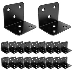 Riuog 20 Pcs Metal Corner Braces, 1.5in L Brackets for Wood, 90 Degree l Bracket Wide Corner Black Metal Corner Bracket for Wood Furniture Bed Chair