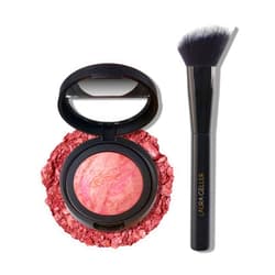 LAURA GELLER NEW YORK Baked Blush-n-Brighten Marbleized Blush + Angled Blush Brush (02 Pink Buttercream, 47mm)