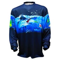 Bigfish Gear Bigfish Big Blue Panel Navy UPF50 Long Sleeve Performance Fishing Shirt